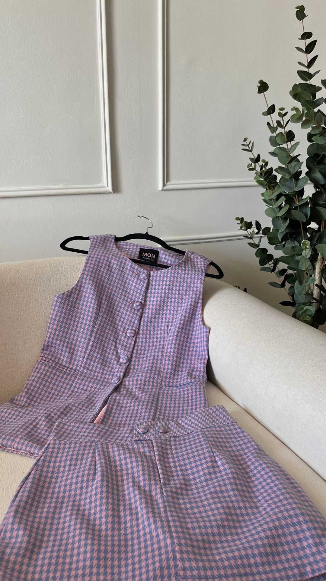 Chaleco Vichy Rosa - Tweed