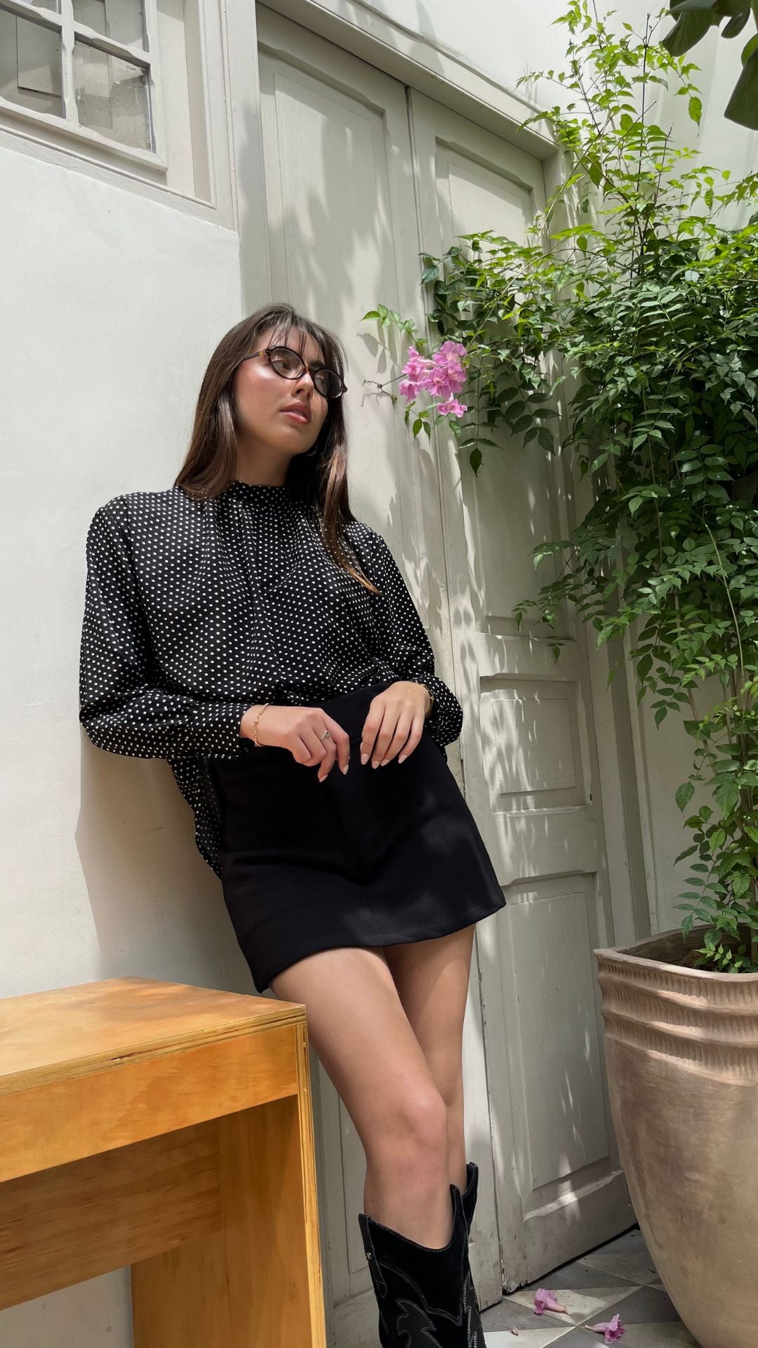 Blusa Lorreine Polka Dots Negra