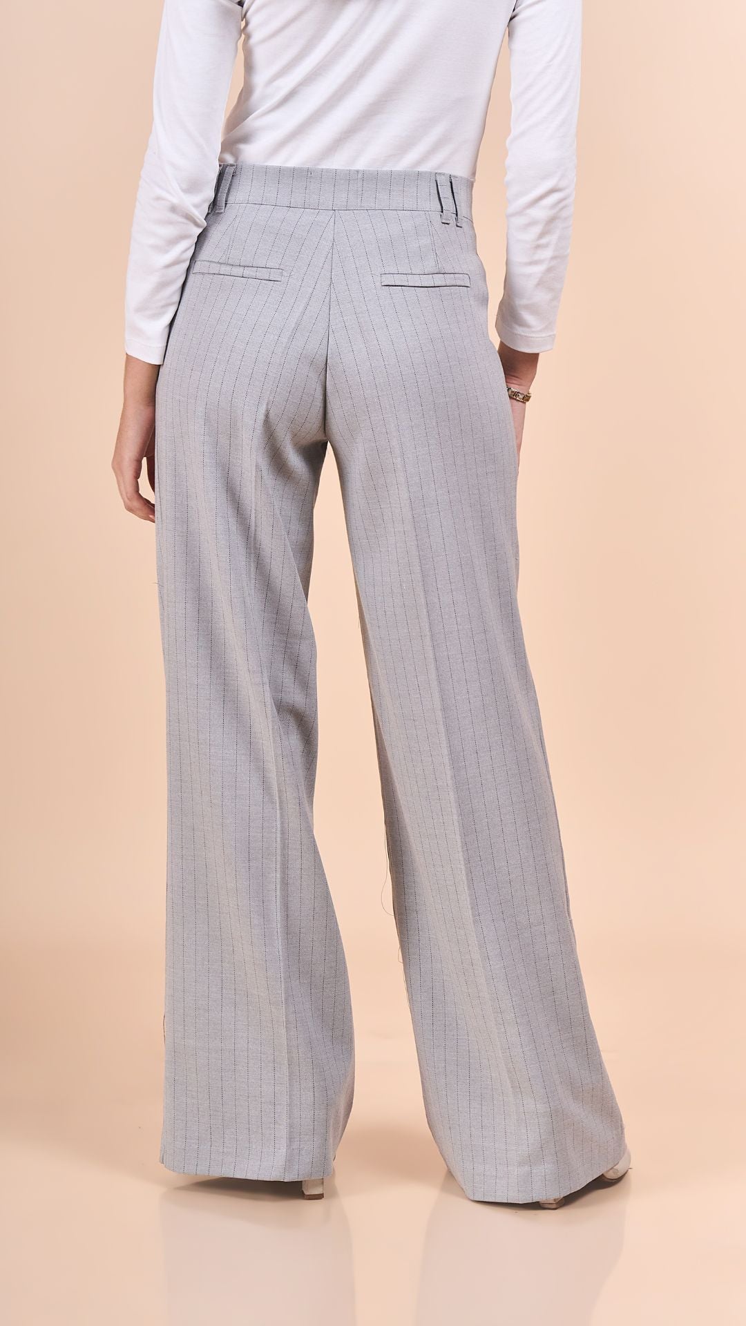 Pantalon Sastre Recto - Gris claro rayas