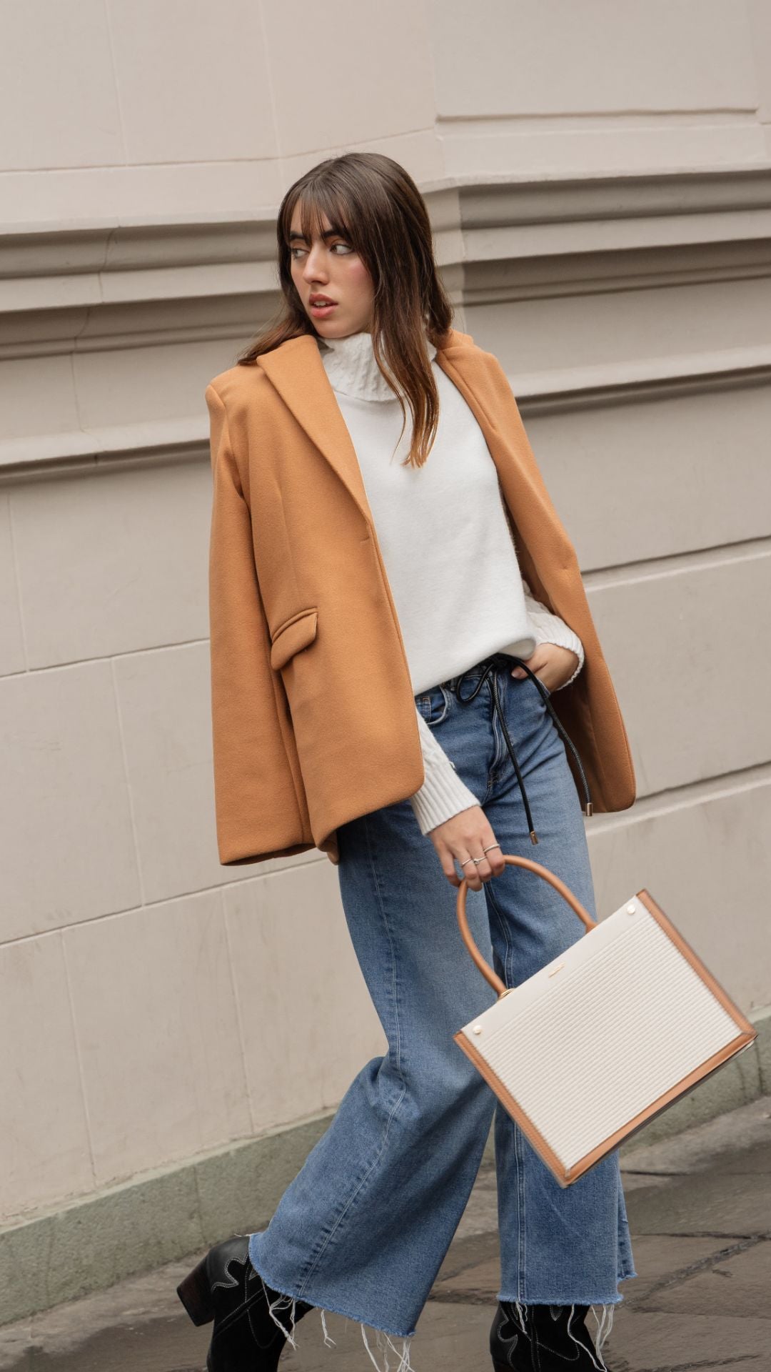 Abrigo tipo Blazer Paño Italiano - Camello