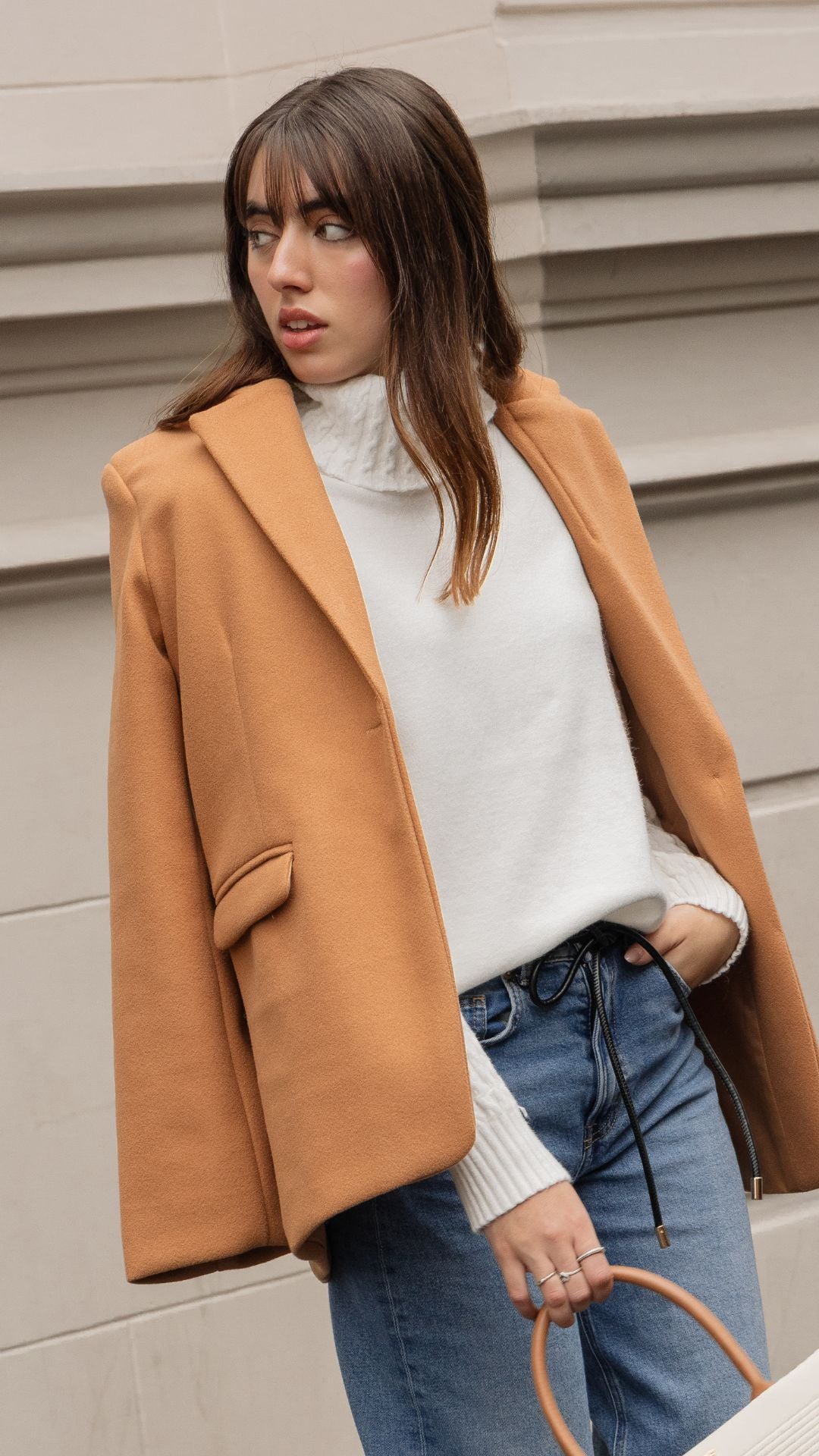 Abrigo tipo Blazer Paño Italiano - Camello