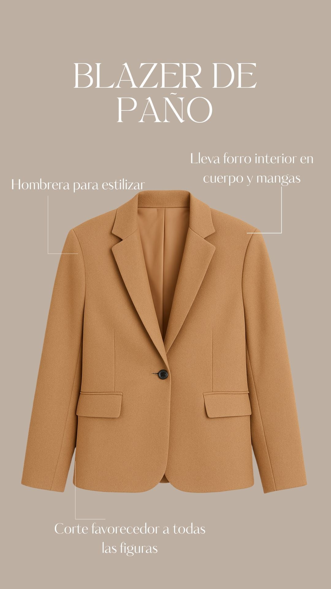 Abrigo tipo Blazer Paño Italiano - Camello