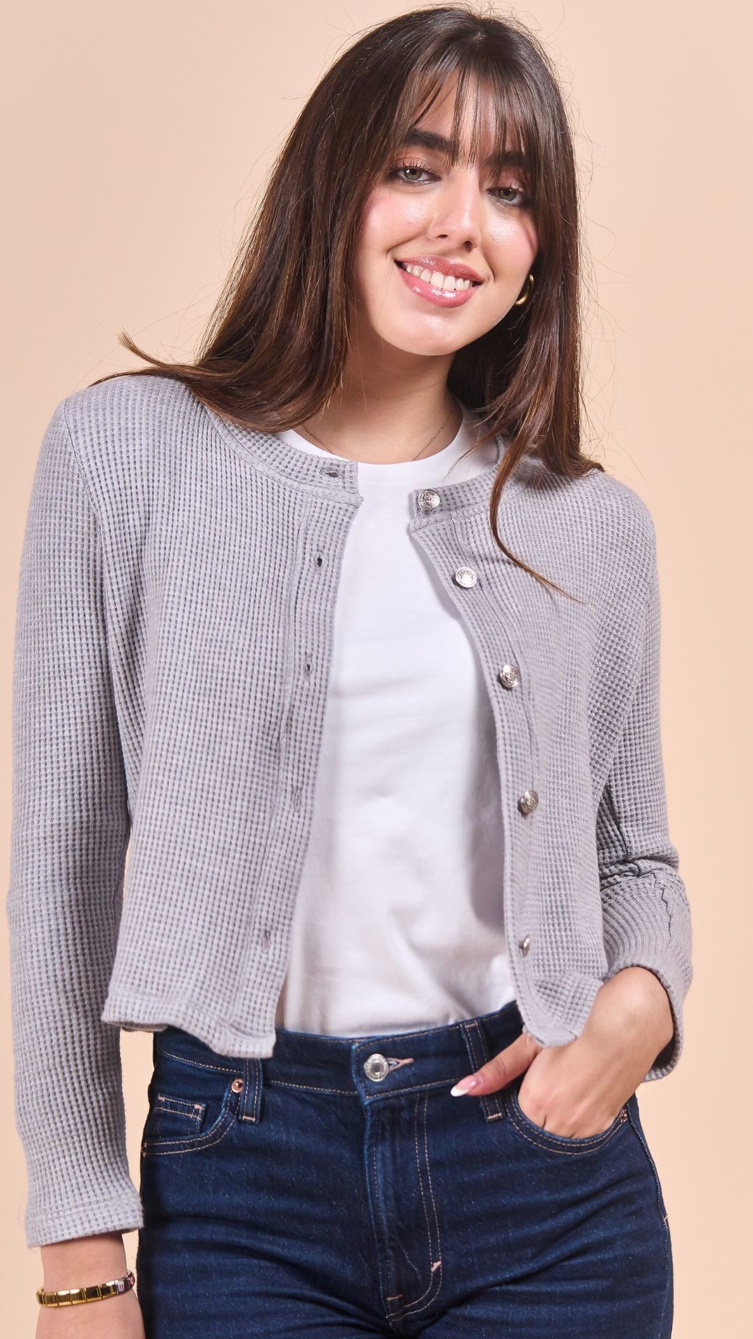 Cardigan Waffle l Gris
