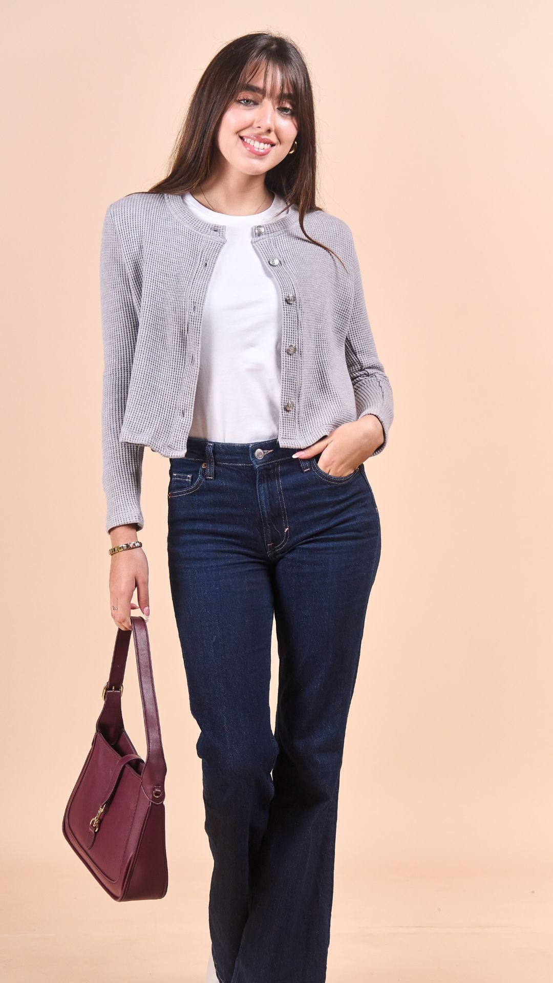 Cardigan Waffle l Gris