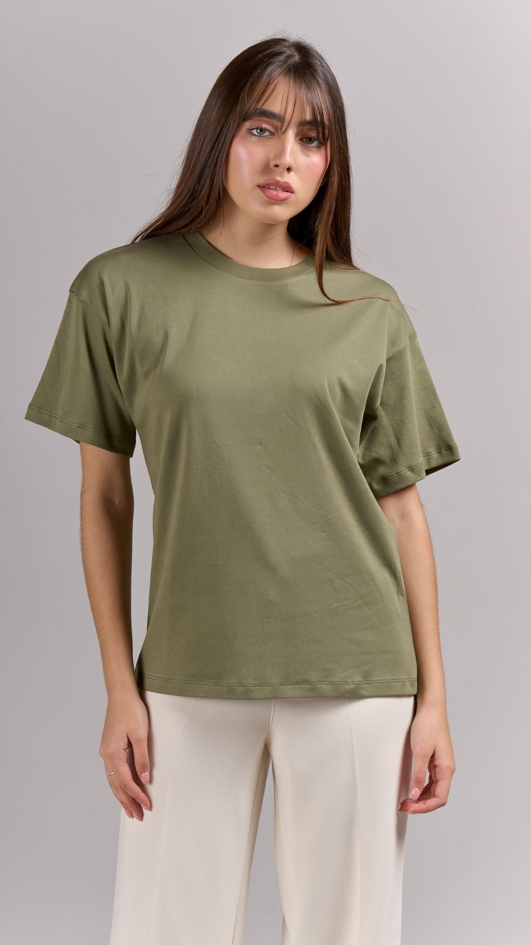 Camiseta Semi Oversize Pima - Verde olivo