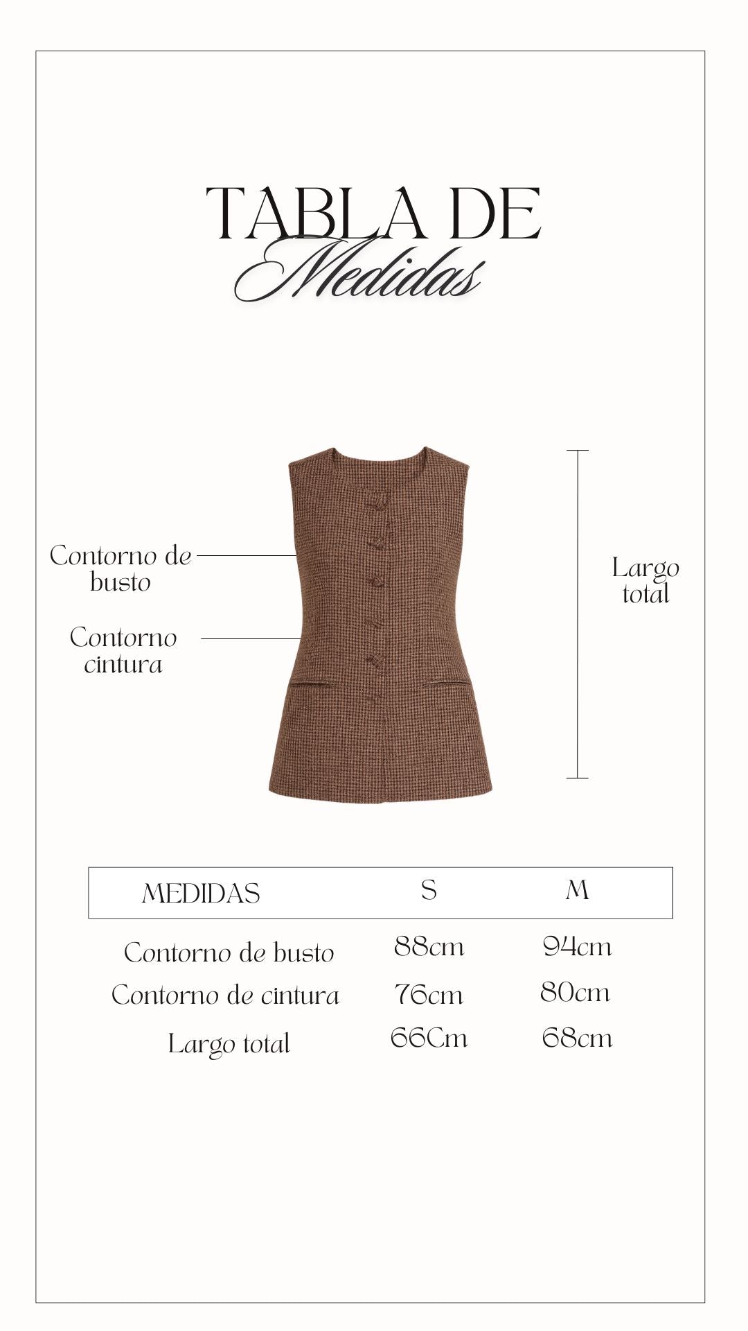 Chaleco Vichy Crema con Vino - Tweed