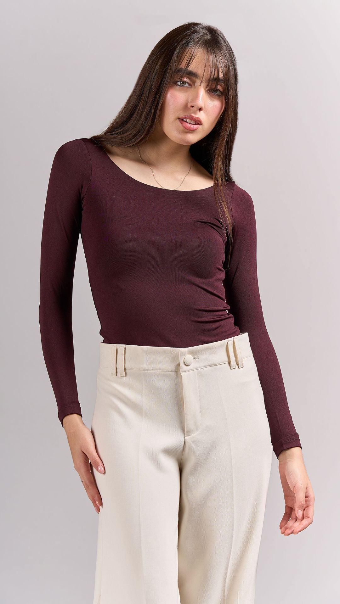 Body cuello redondo Burgundy