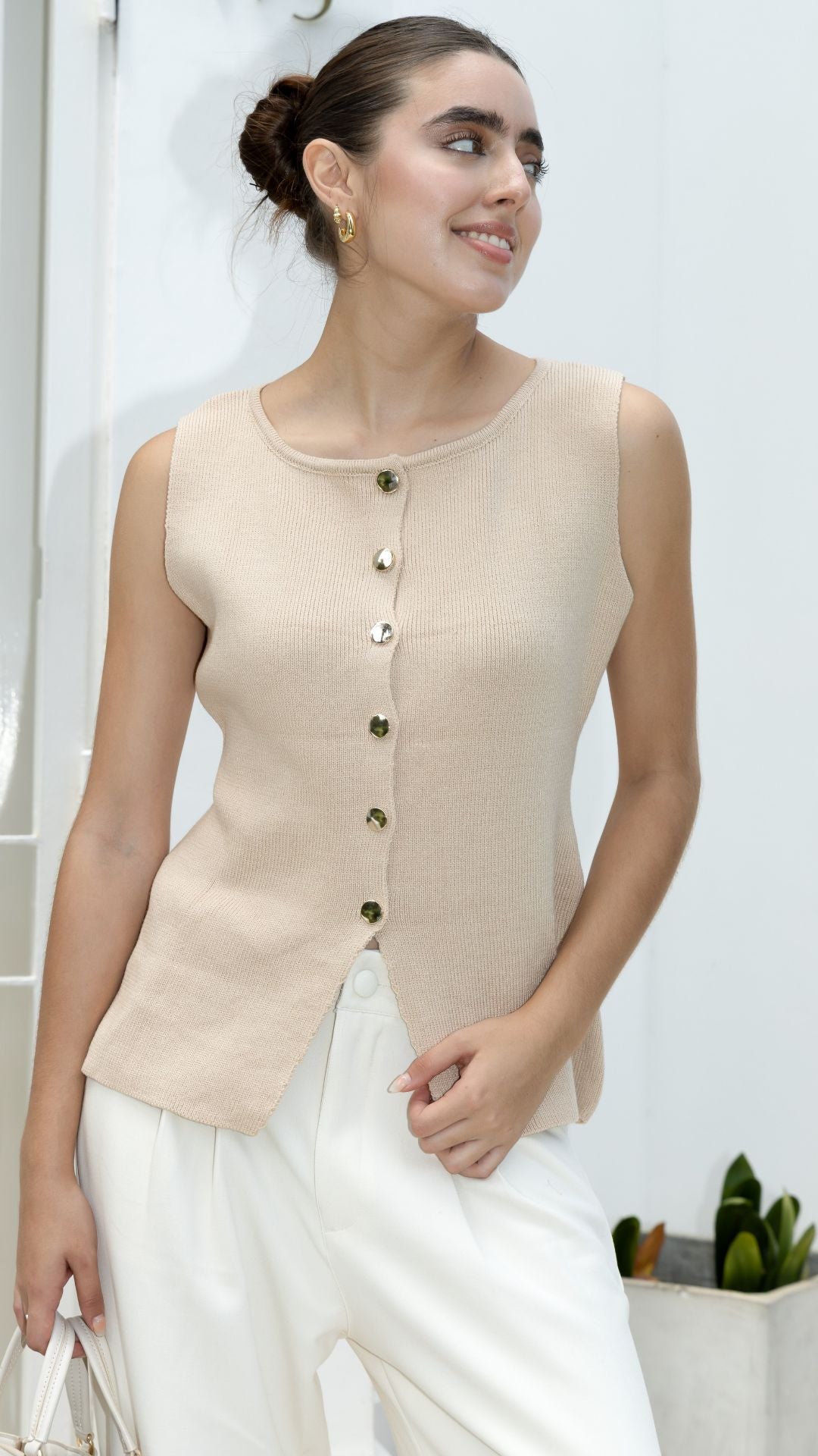 Chaleco tejido Beige
