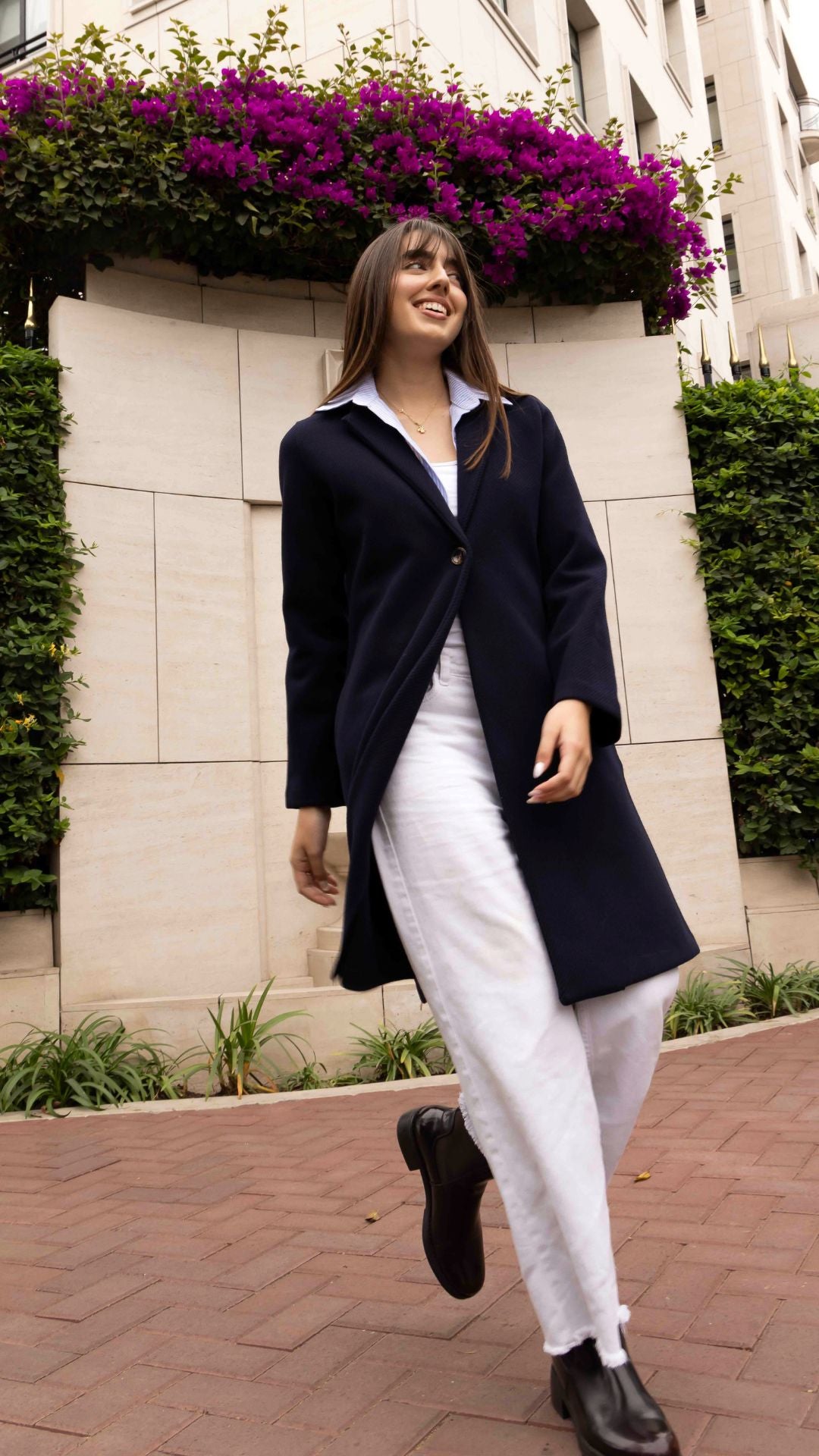Abrigo Largo Tweed l Azul noche