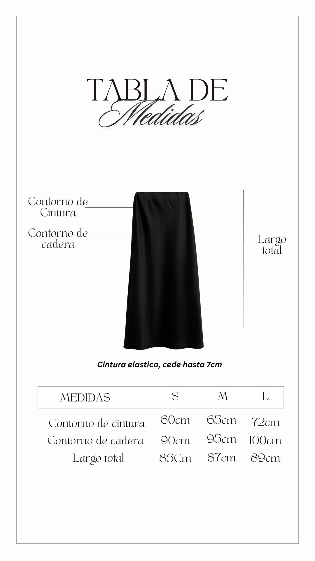 Falda Midi - Saten Italiano Negro