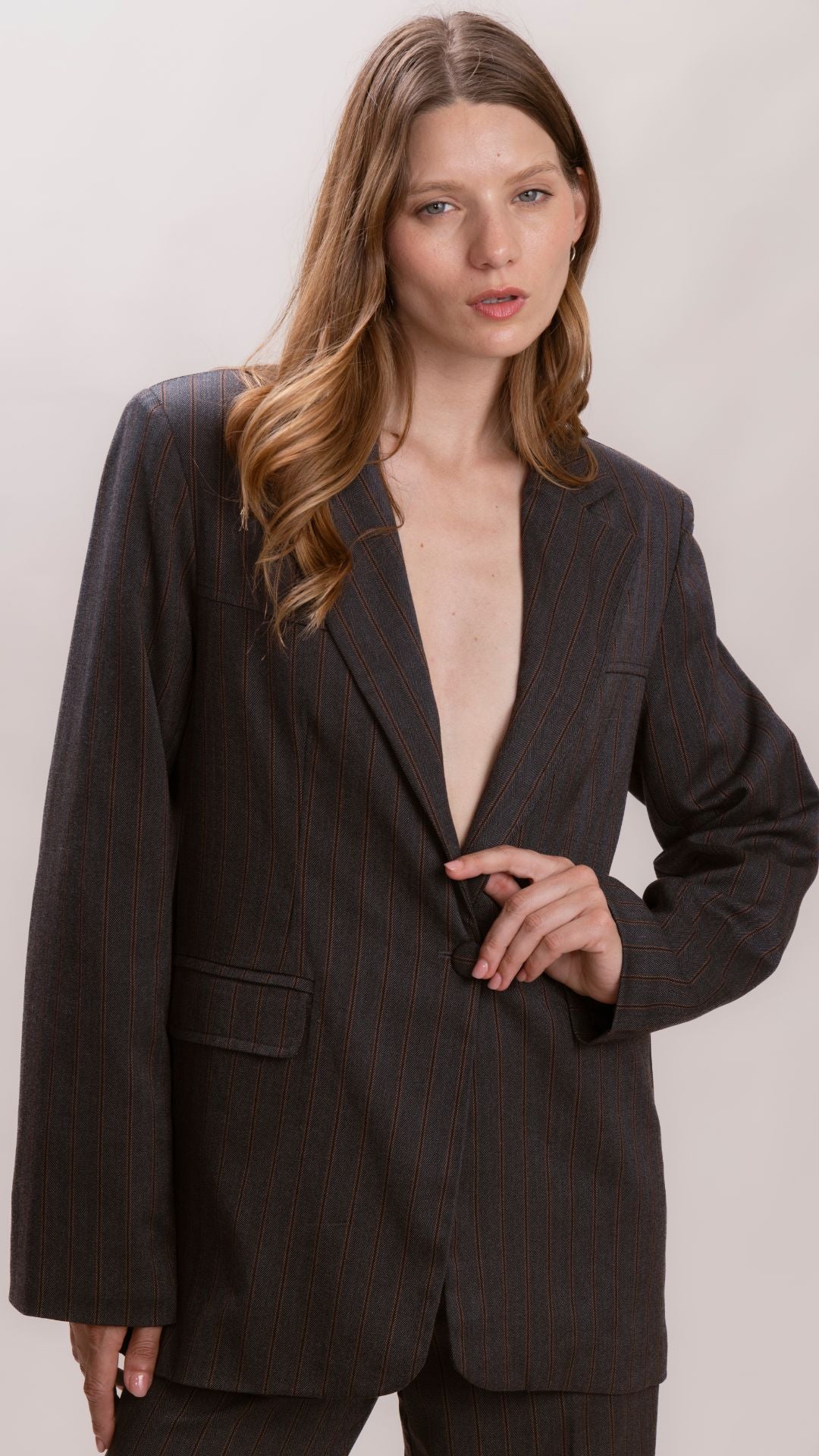 Blazer Tweed - Negro con lineas naranjas