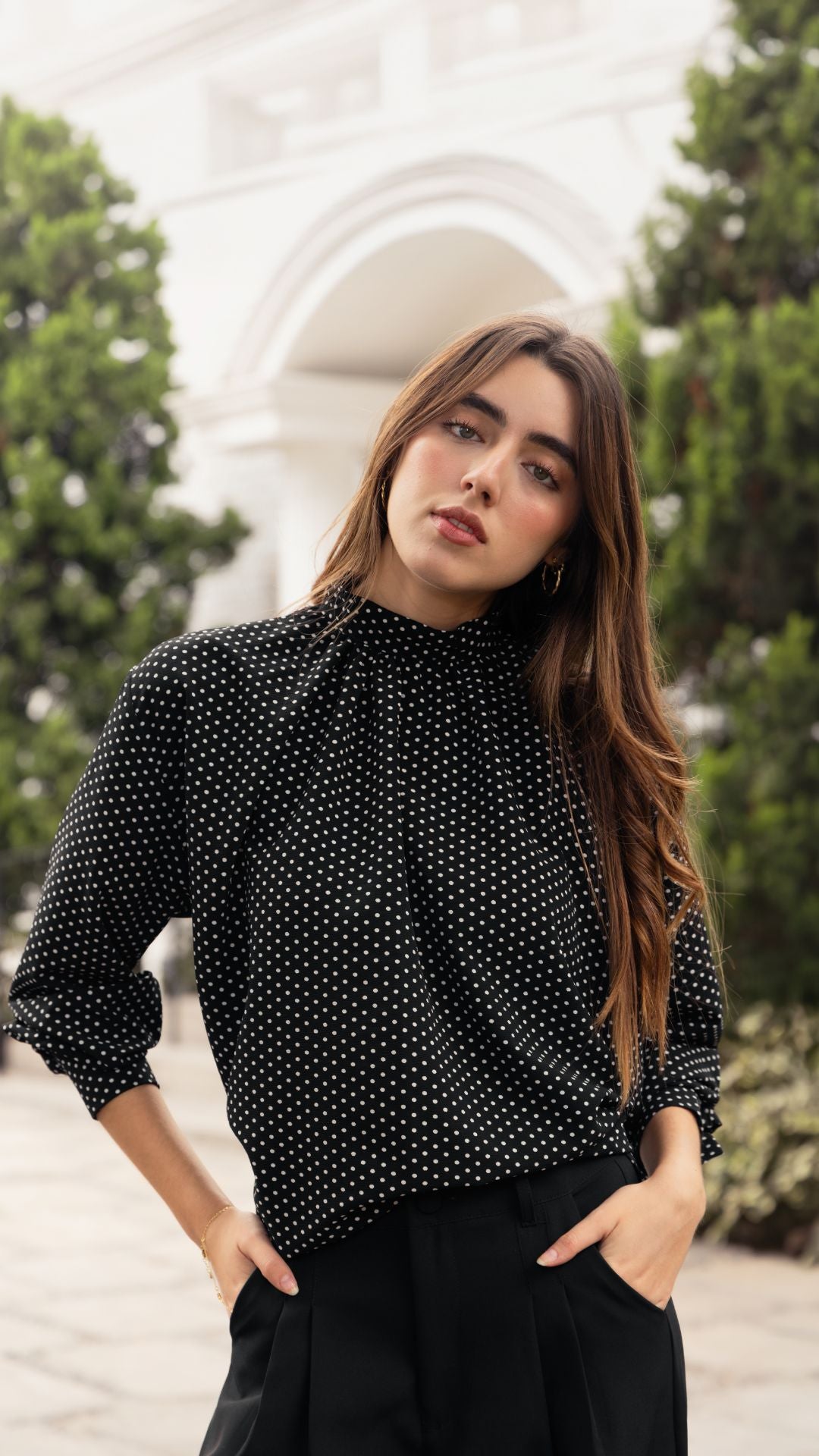 Blusa Colette - Polka Dots Negra