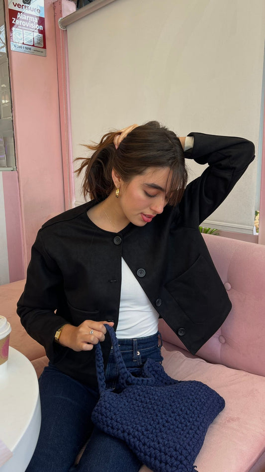 Chaqueta suede corta / Negra
