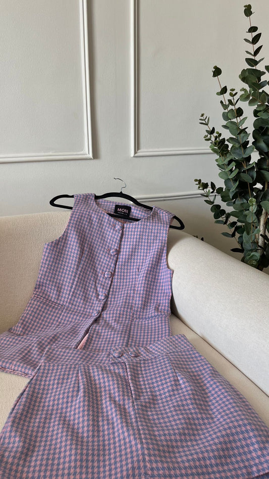 Chaleco Vichy Rosa - Tweed