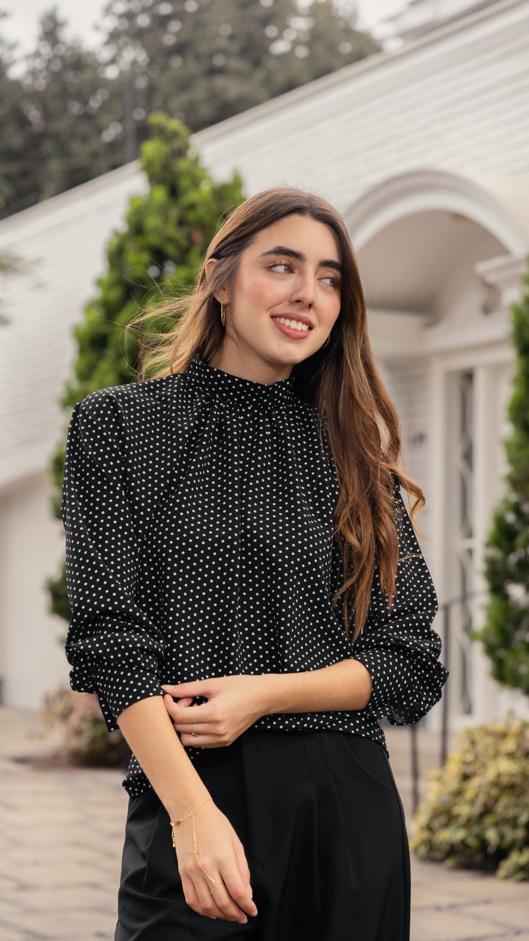 Blusa Colette - Polka Dots Negra