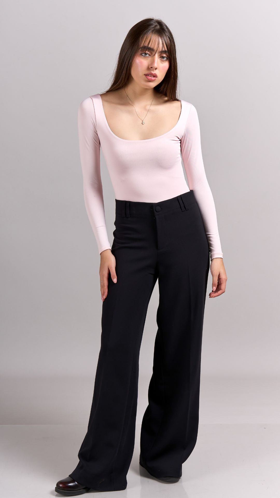 Body escote pecho- manga larga rosa
