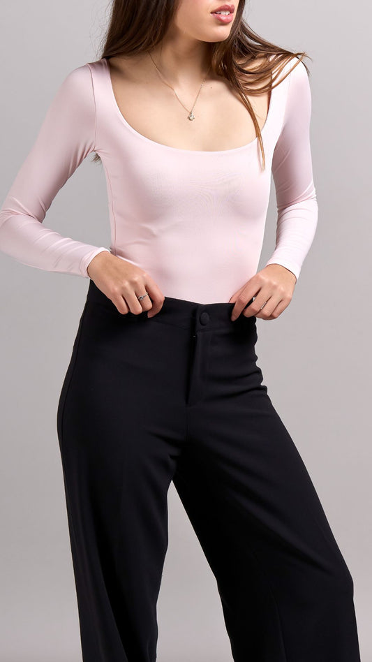Body escote pecho- manga larga rosa