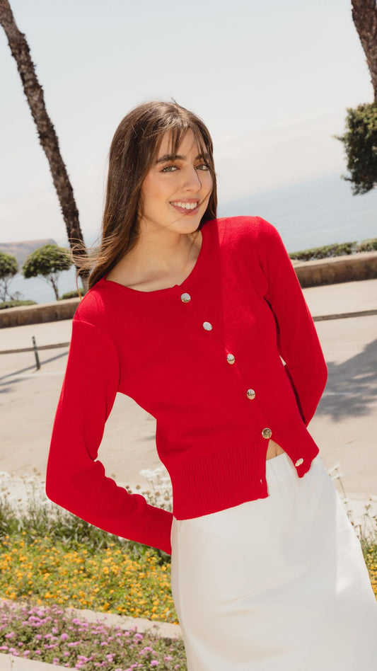 Cardigan Tejido Rojo