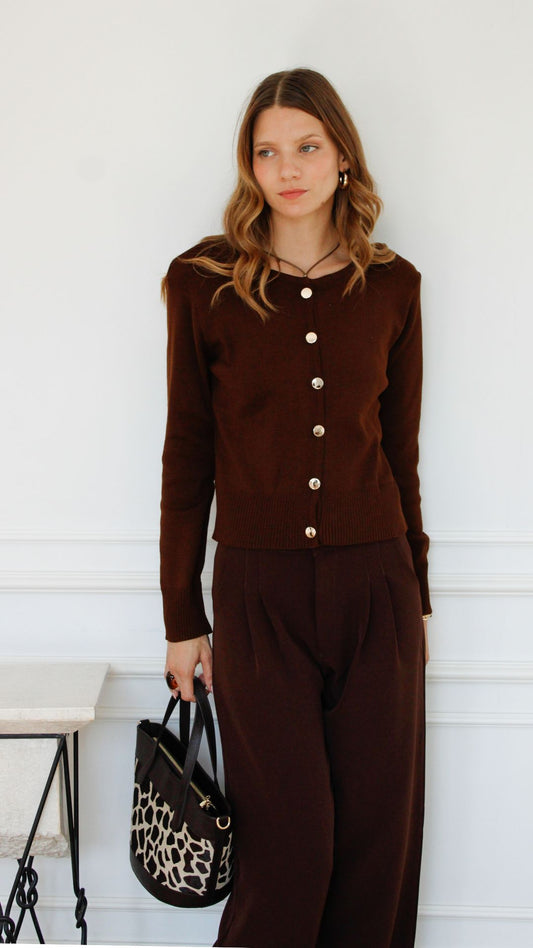 Preventa Cardigan Tejido Chocolate