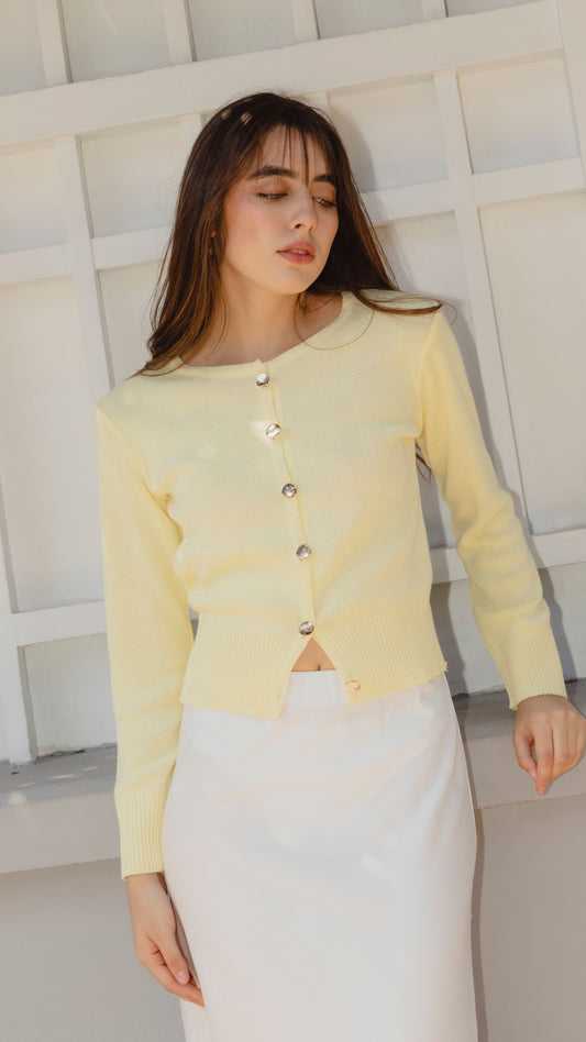 Cardigan Tejido Amarillo Mantequilla