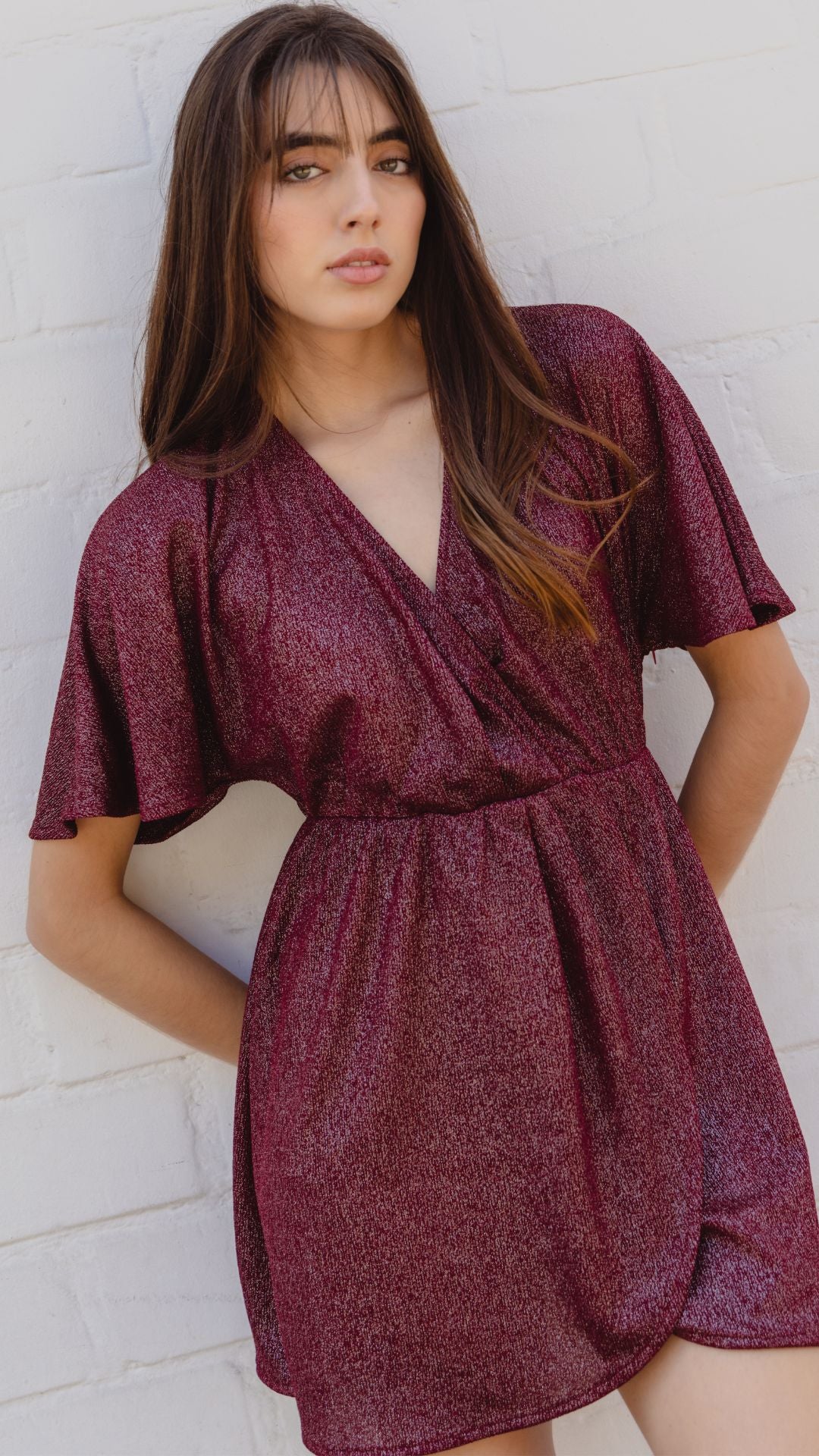 Vestido Brillos Vino