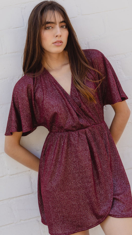 Vestido Brillos Vino