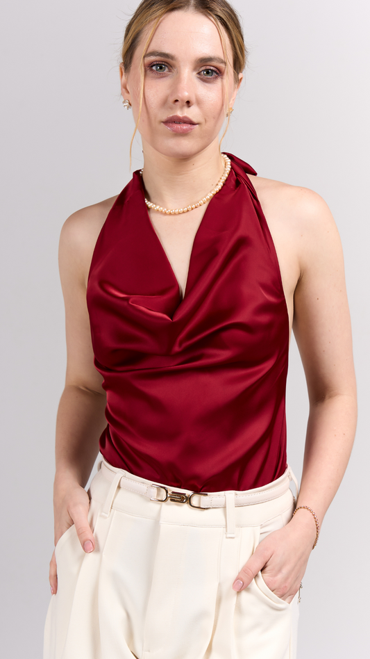 Blusa Satín Eka - Burgundy