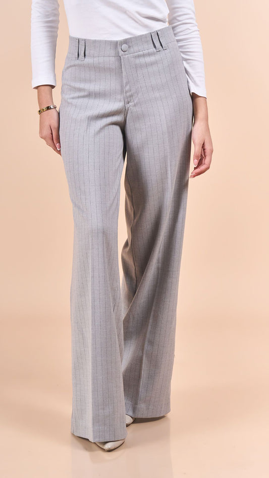 Pantalon Sastre Recto - Gris claro rayas