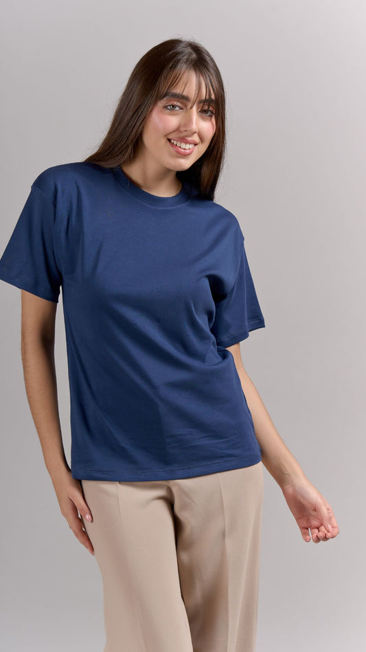 Camiseta Semi Oversize Pima - Azul zarafi