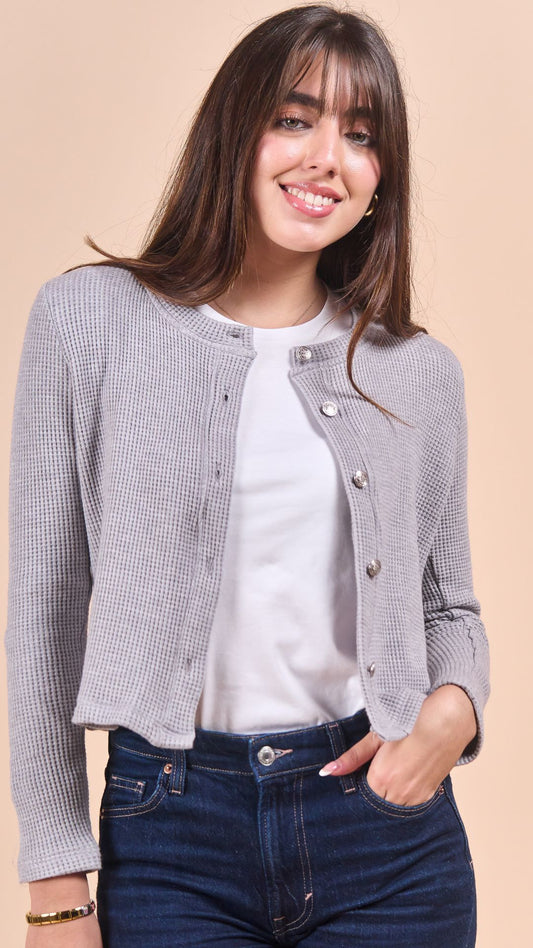 Cardigan Waffle l Gris