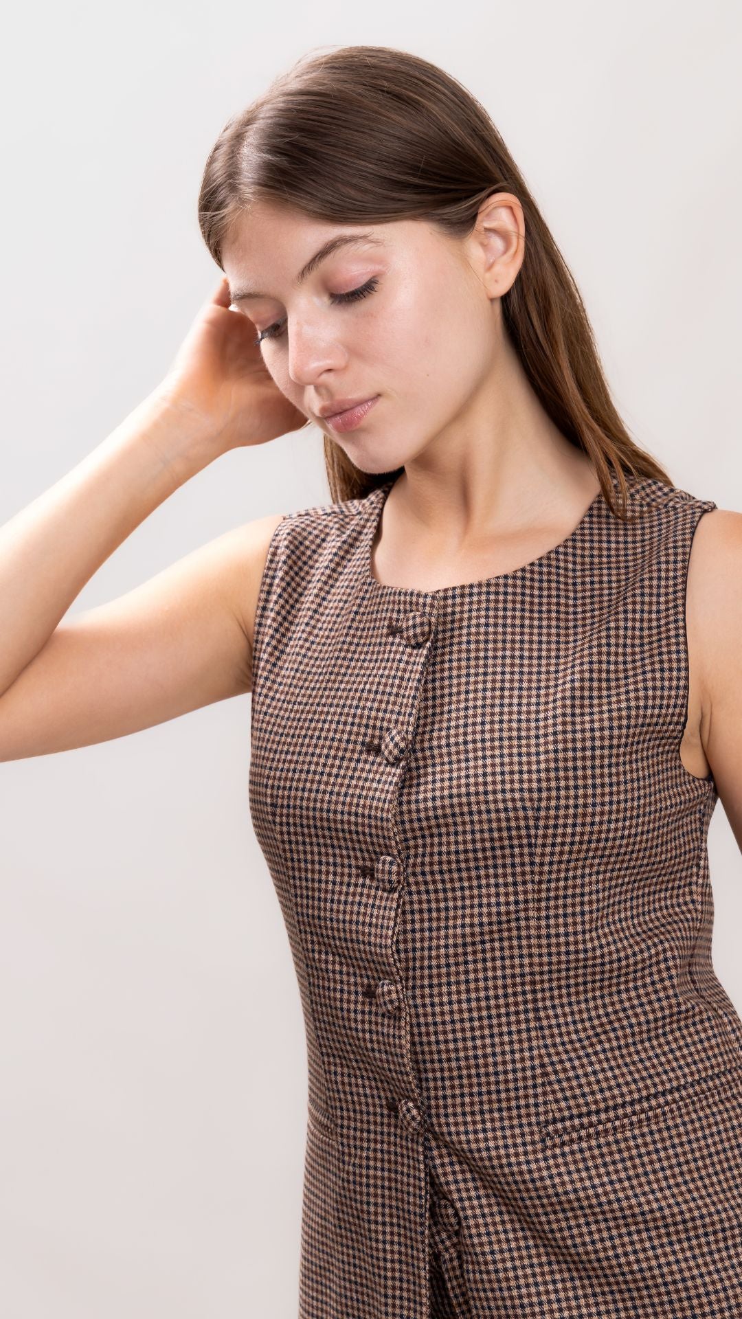 Chaleco sastre cuadros coffe