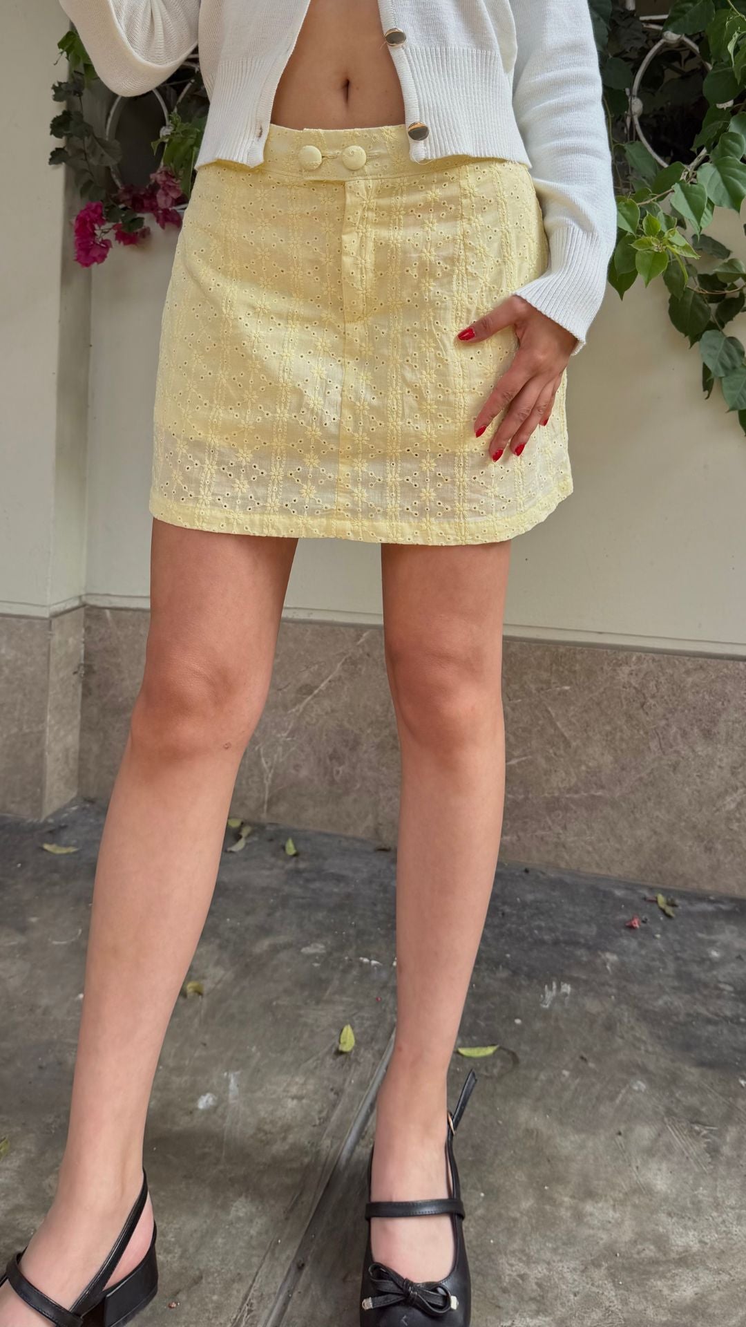 Falda Short Broderi - Butter Yellow