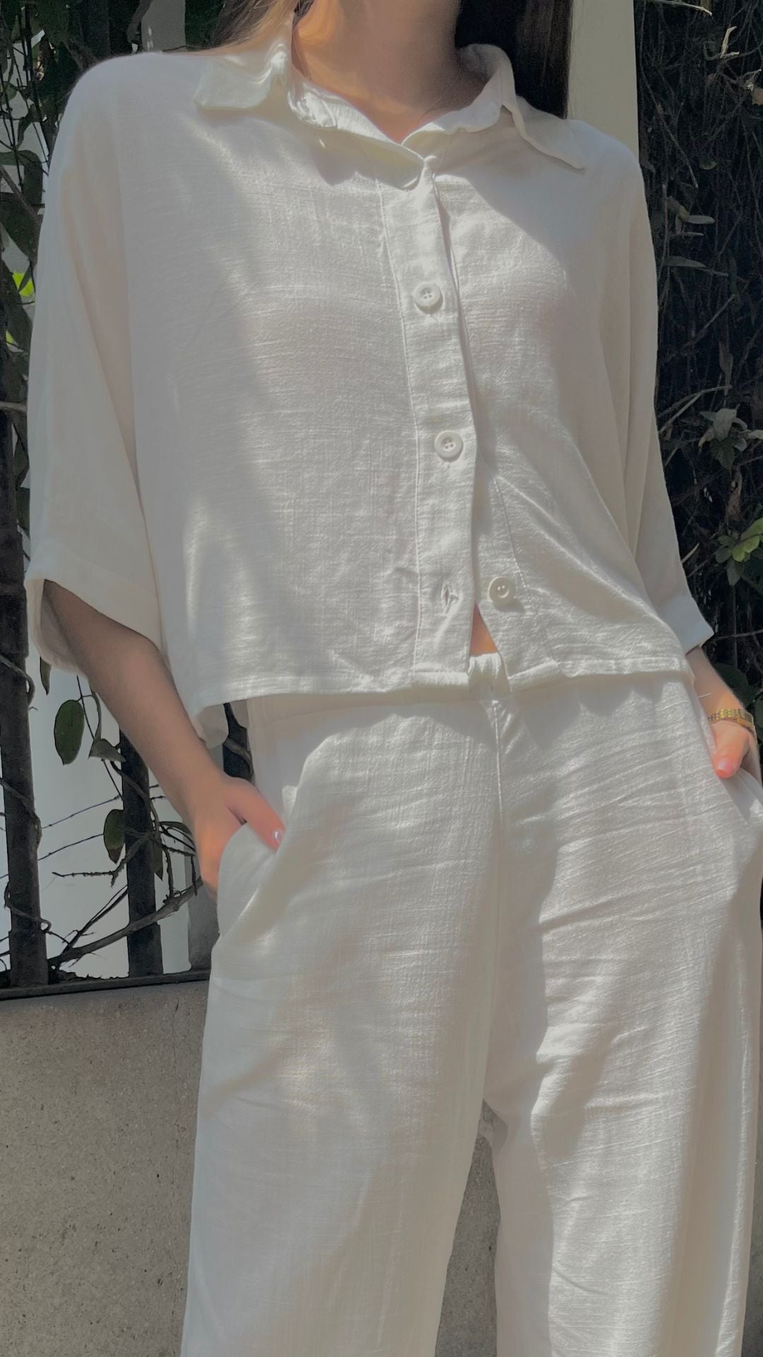 Blusa Lino Over - Blanca