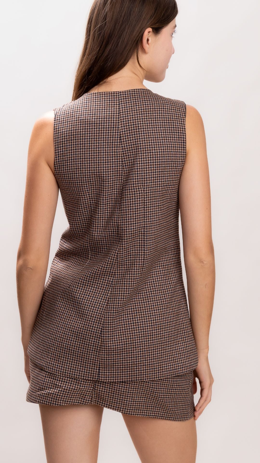 Chaleco sastre cuadros coffe