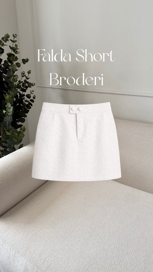 Falda Short Broderi - Perla