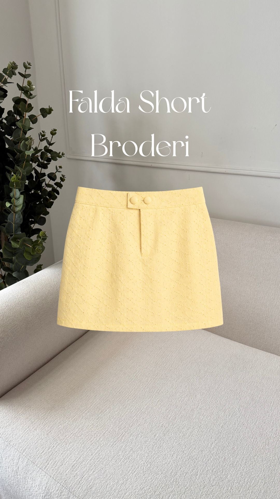 Falda Short Broderi - Butter Yellow