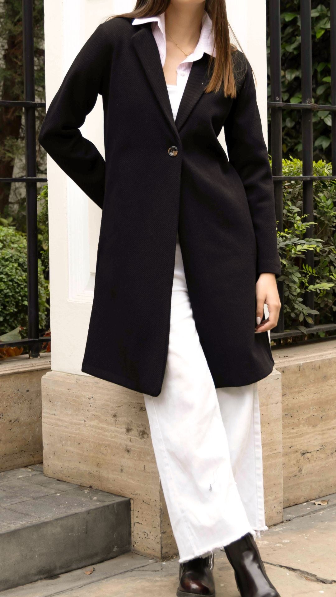 Abrigo Largo Tweed l Negro