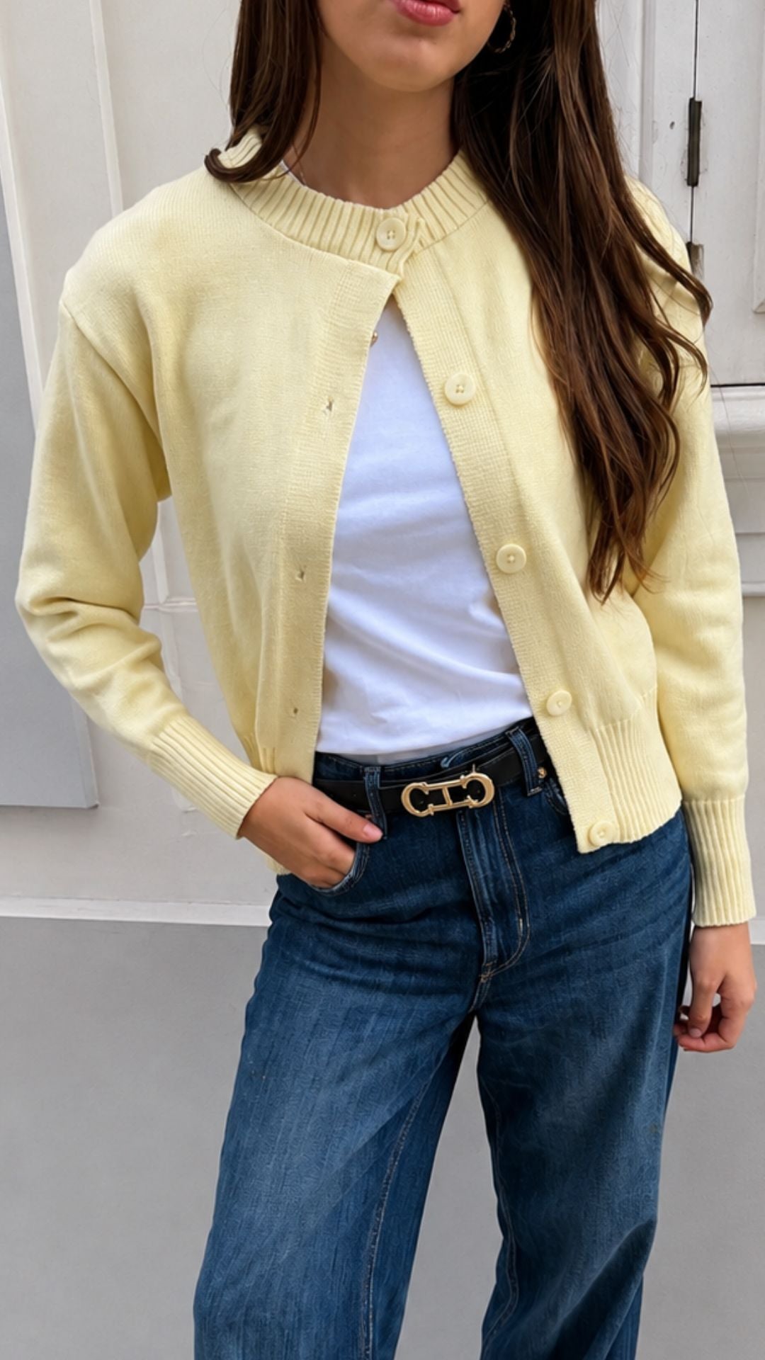 Cardigan Amarillo Mantequilla Tejido