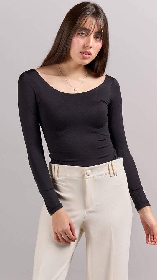 Body cuello redondo Negro
