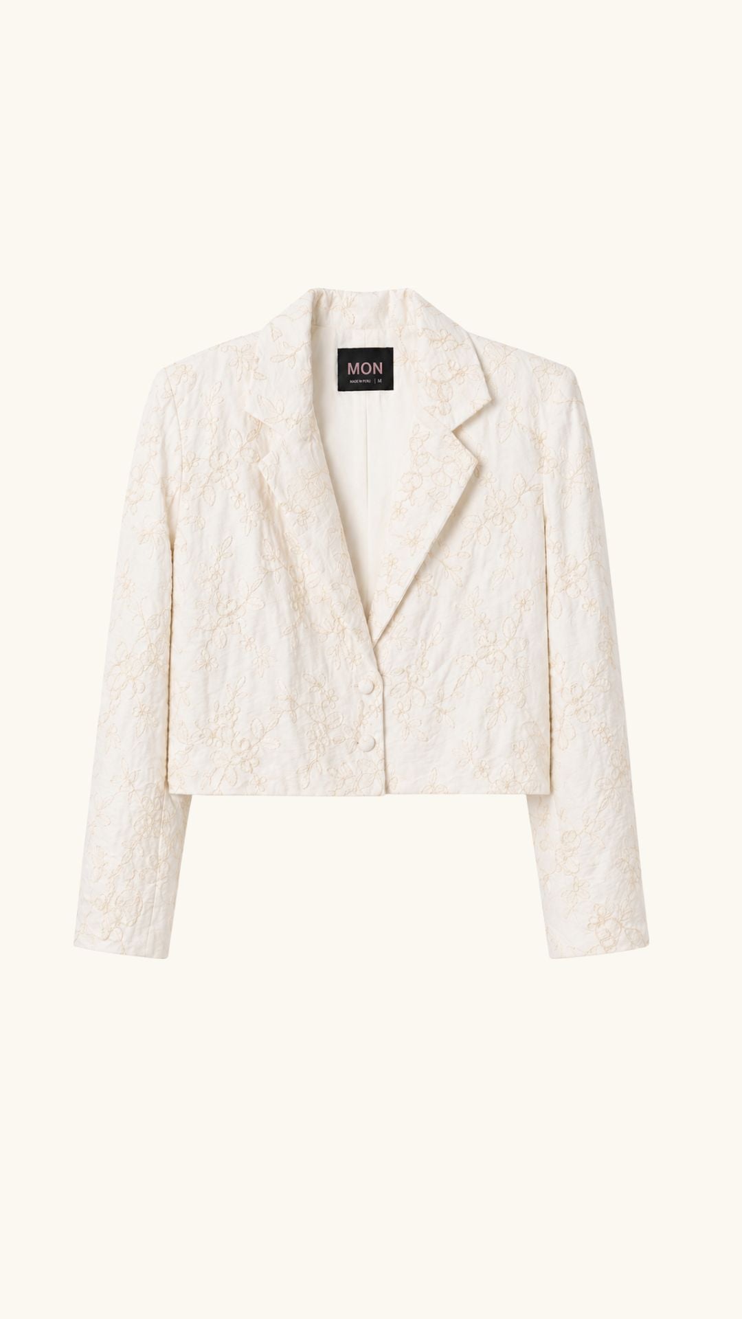 Blazer Corto bordado MON- Avena