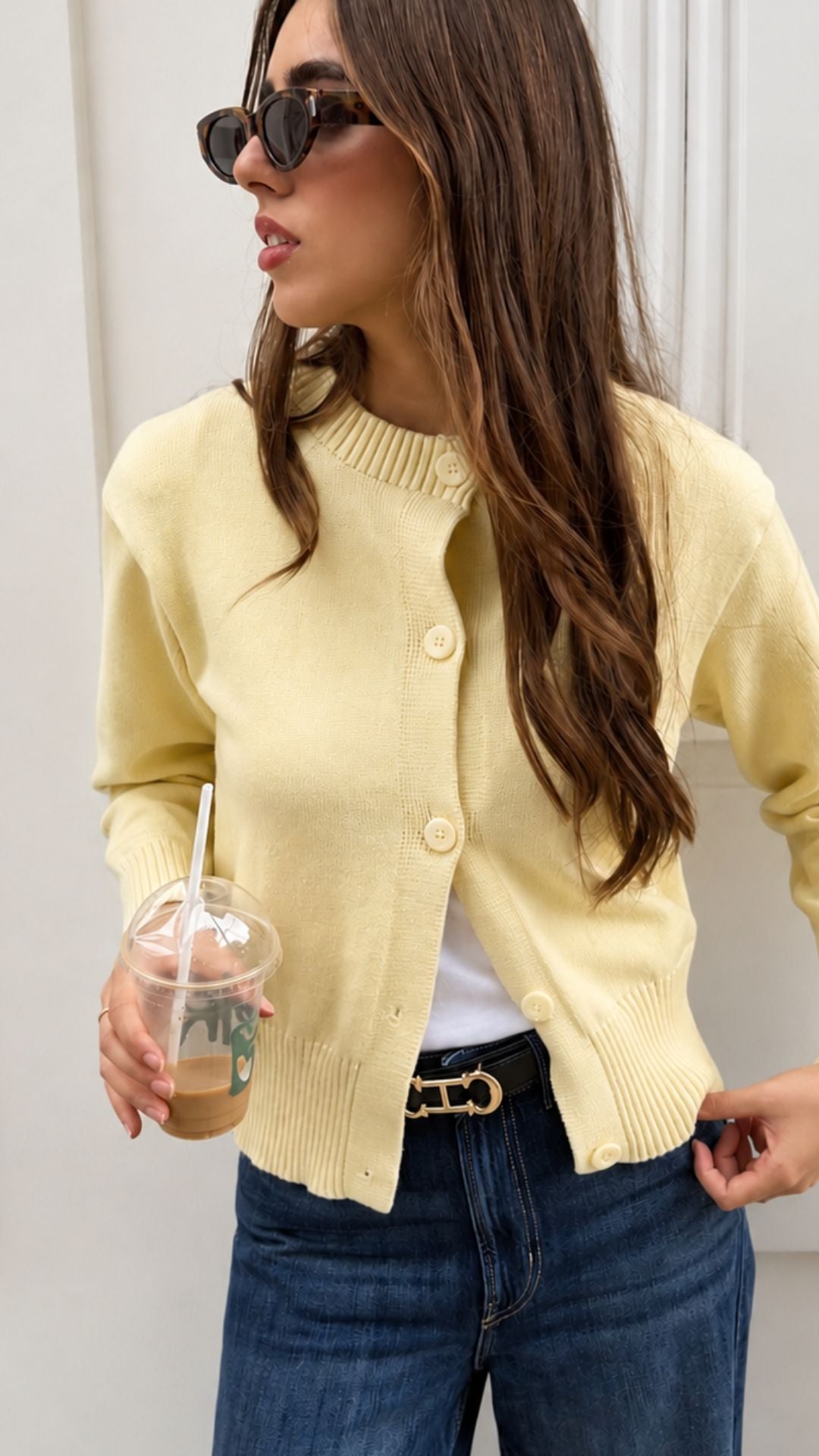Cardigan Amarillo Mantequilla Tejido