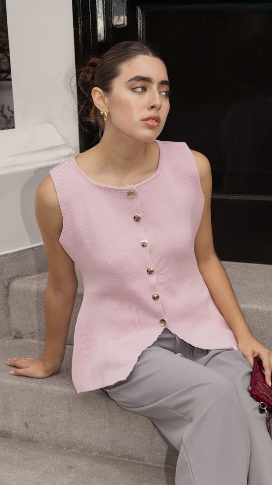 Chaleco tejido Rosa