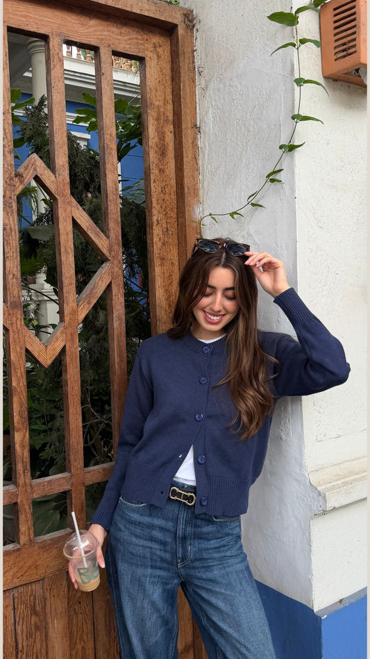 Cardigan Azul Tejido
