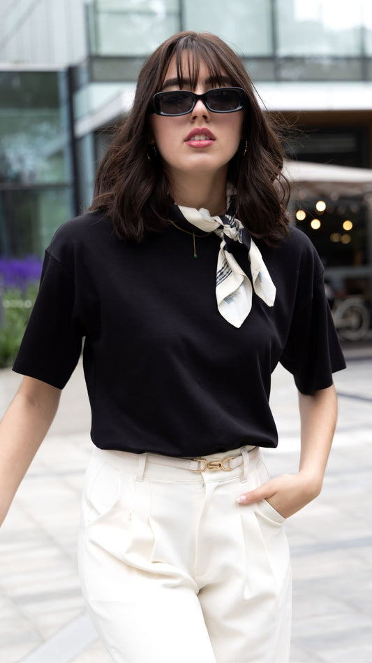 Preventa Camiseta Semi Oversize Negro- Pima Cotton