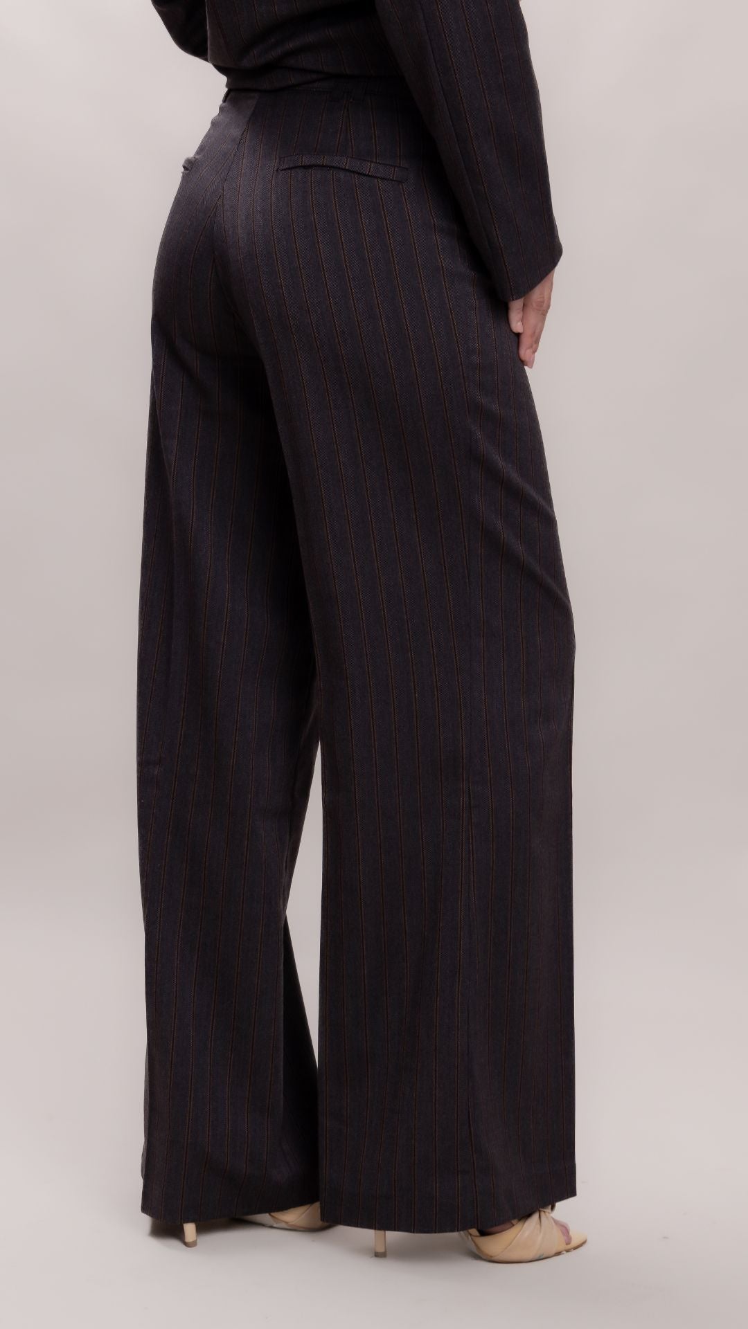 Pantalon Sastre Recto -  Negro lineas naranjas